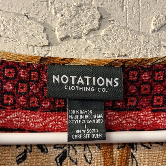 Vintage Notations Boho Safari Animal Print Top Blouse Women’s Large Rayon - Picture 5 of 9